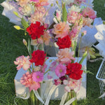 Gia Studio - Daily Vase with reflexed roses, tulips, and seasonal blooms in bubble vase. 